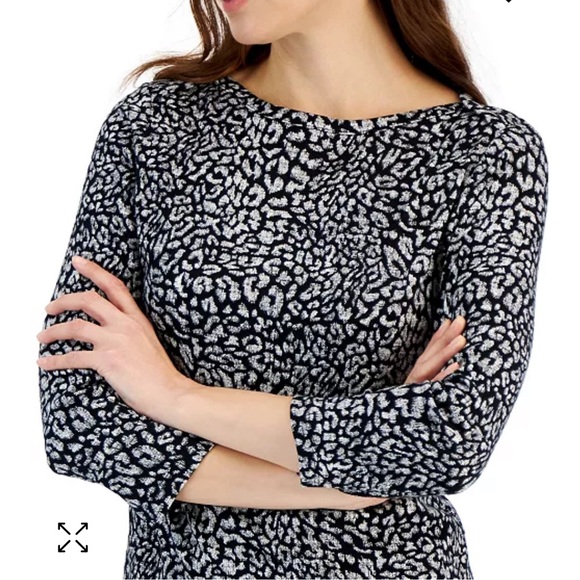 Style & Co pima cotton print essential knit 3/4 sleeve top New, Petite Small - Picture 1 of 16